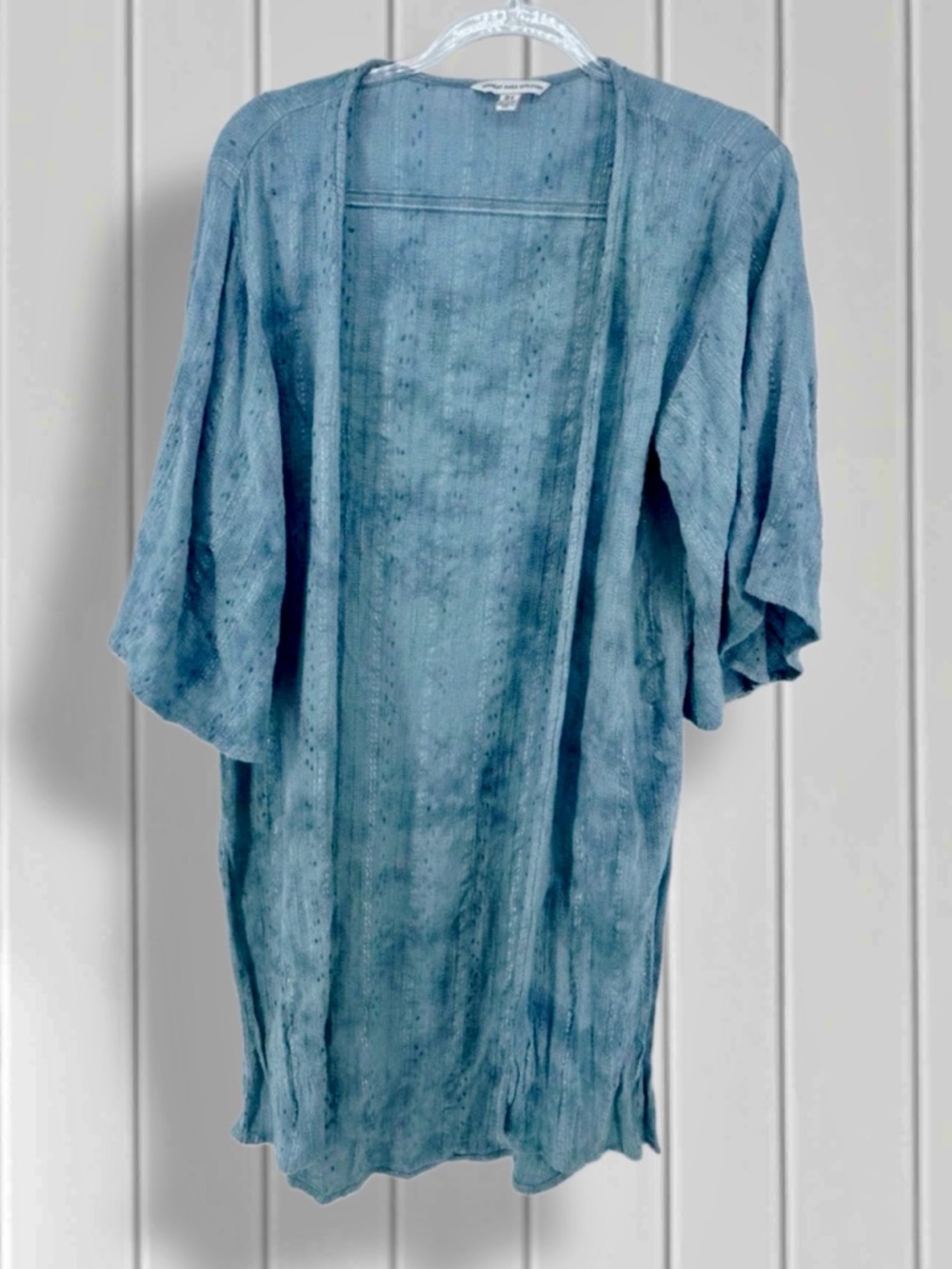 American Eagle Blue Metallic Thread Kimono Duster XS Boho Festival Cardigan 💙